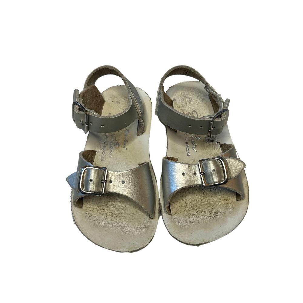 Saltwater Metallic Silver Sandals 6